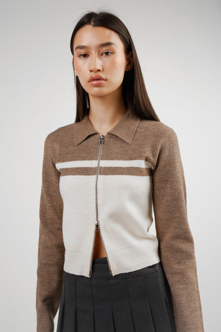 Colour Block Zip Cardigan | OAK + FORT